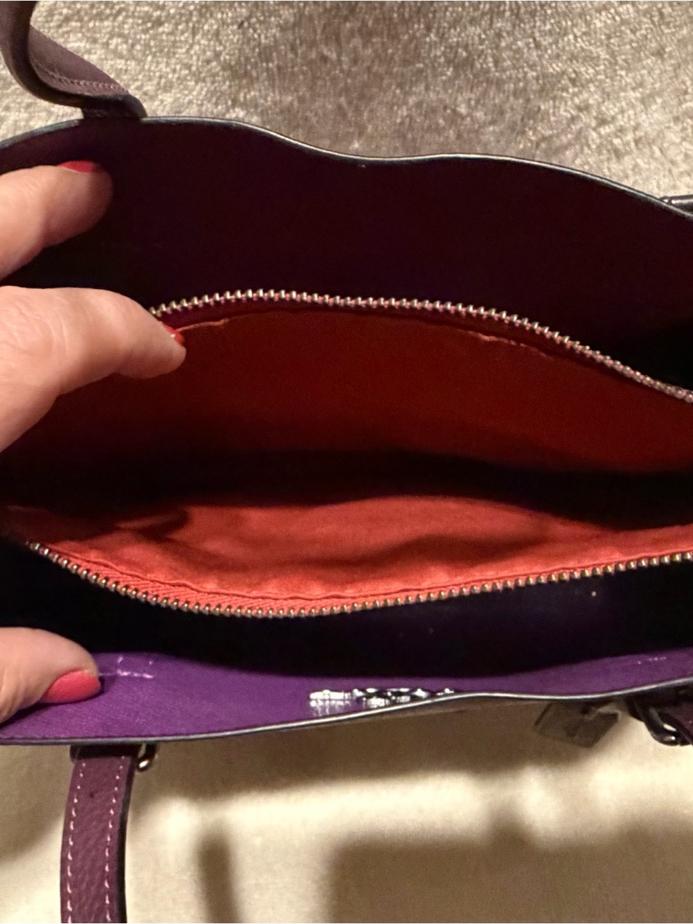 Coach Plum Leather Satchel with Removable Strap - Picture 4 of 4